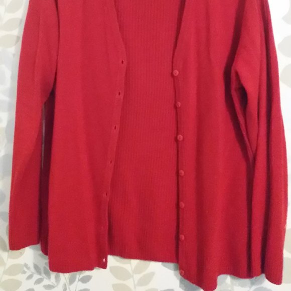 Red Knit Cardigan Sz L - Picture 4 of 5